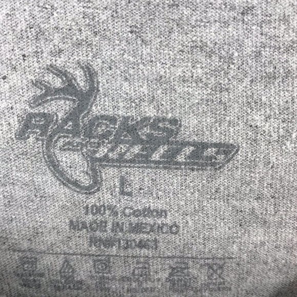 Racks And Reels T-Shirt Adult Large Gray Hunting Deer Buck Men Long Sleeve Hunt - Picture 4 of 7